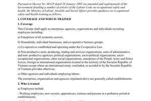 Circular No. 37/2005/TT-BLDTBXH of December 29, 2005, guidelines for occupational safety and health training.