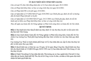 Quyết định 65/2005/QĐ-UBND thủy lợi phí và tiền nước tỉnh Tiền Giang