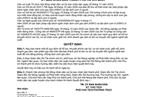 Quyết định 242/2005/QĐ-UBND hỗ trợ khuyến khích các hộ cơ sở chăn nuôi giết mổ kinh doanh gia cầm để di dời chuyển đổi ngành nghề sản xuất