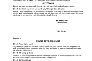 Quyết định 89/2005/QĐ-BNN Quy chế quản lý giống cây trồng lâm nghiệp