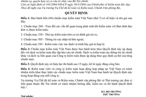 Quyết định 101/2005/QĐ-BTC  bốn chuẩn mực kiểm toán Việt Nam đợt 7
