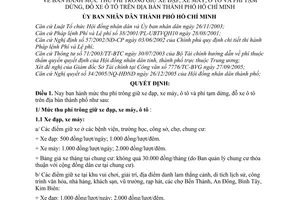 Quyết định 245/2005/QĐ-UBND mức thu phí trông giữ xe đạp máy ô tô  phí tạm dừng đỗ xe ô tô địa bàn thành phố Hồ Chí Minh