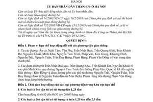 Quyết định 240/2005/QĐ-UB hoạt động  phương tiện giao thông địa bàn  Hà Nội