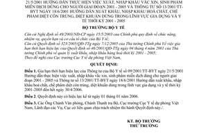 Quyết định 47/2005/QĐ-BYT gia hạn thời hạn hiệu lực Thông tư  09/2001/TT-BYT  13/2001/TT-BYT