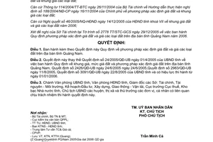 Quyết định 90/2005/QĐ-UB phương pháp xác định giá đất năm 2006