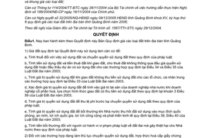 Quyết định 66/2005/QĐ-UB giá đất trên địa bàn tỉnh Quảng Bình