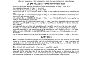 Quyết định 248/2005/QĐ-UBND phương thức xác định giá mua bán căn hộ chung cư chuyển nhượng nền đất ở theo Chỉ thị 24/2004/CT-UB