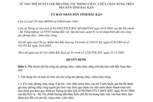 Quyết định 3376/QĐ-UBND năm 2005 phê duyệt chế độ công tác phòng chữa cháy rừng