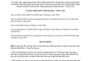 Quyết định 5201/2005/QĐ-UBND hạn mức đất ở khi giao đất, công nhận đất