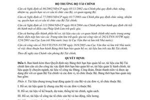 Quyết định số 5270/QĐ-BTC bảng thời hạn bảo quản hồ sơ tài liệu 2005