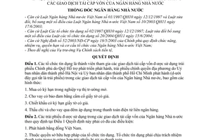 Quyết định 1909/QĐ-NHNN tổ chức tín dụng sử dụng loại trái phiếu trong giao dịch tái cấp vốn Ngân hàng Nhà nước