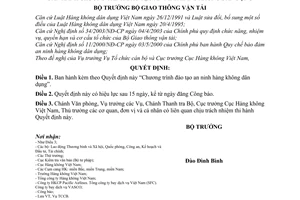 Quyết định 73/2005/QĐ-BGTVT chương trình đào tạo An ninh Hàng không Dân dụng