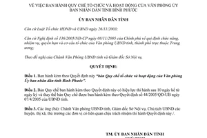 Quyết định 163/2005/QĐ-UBND tổ chức hoạt động văn phòng Ủy ban nhân dân Bình Phước