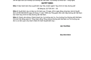 Quyết định 74/2005/QĐ-BGTVT tiêu chuẩn ngành Quy trình tín hiệu đường sắt Số đăng ký 22 TCN 341 – 05