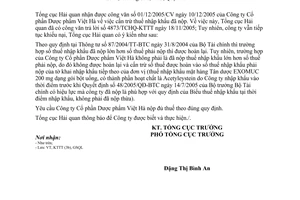 Công văn 28/TCHQ-KTTT cấn trừ thuế nhập khẩu đã nộp