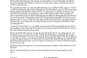 Công văn 340/BTC-TCT khấu trừ thuế GTGT