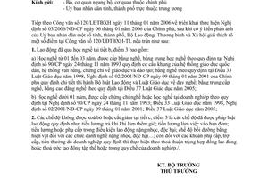 Công văn 190/LĐTBXH-TL triển khai thực hiện NĐ 03/2006/NĐ-CP