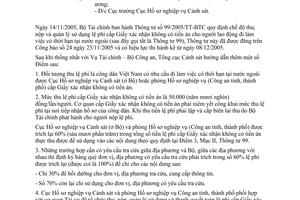 Công văn 139/C11-C27  hướng dẫn thực hiện Thông tư  99/2005/TT-BTCchế độ thu, nộp quản lý sử dụng lệ phí cấp Giấy xác nhận không có tiền án