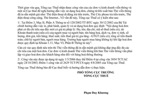 Công văn 298/TCT-PCCS sử dụng hoá đơn khi bán thẻ viễn thông đã in sẵn mệnh giá