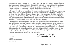 Công văn 285/TCHQ-GSQL thủ tục chuyển nhượng xe ôtô