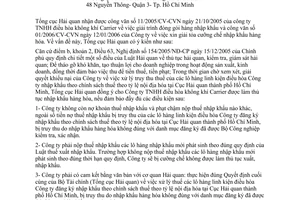 Công văn 295/TCHQ-KTTT giải tỏa cưỡng chế nhập khẩu hàng hóa