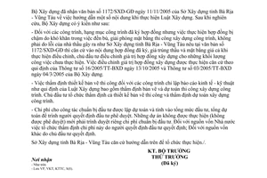 Công văn 168/BXD-KTTC hướng dẫn nội dung khi thực hiện Luật Xây dựng