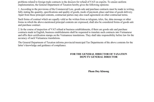 Official Dispatch No. 109/TCT-PCCS, on foreign trade contracts