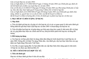 Thông tư 01/2006/TT-BKH hướng dẫn tiêu chí đánh giá phân loại hợp tác xã