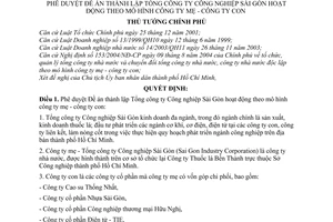 Quyết định 16/2006/QĐ-TTg đề án thành lập Tổng công ty công nghiệp Sài Gòn mô hình công ty mẹ-con