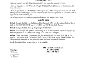 Quyết định 23/2006/QĐ-UBND đơn giá thuê đất tỉnh Bình Dương