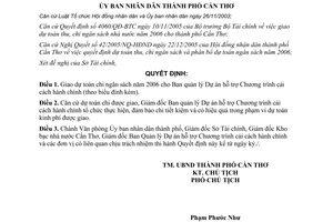 Quyết định 08/2006/QĐ-UBND dự toán chi ngân sách hỗ trợ cải cách hành chính Cần Thơ