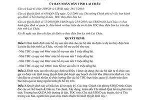 Quyết định 04/2006/QĐ-UBND hỗ trợ san nền nhà cho hộ dân tái định cư dự án thủy điện Sơn La Lai Châu