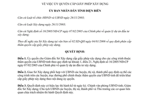 Quyết định 53/QĐ-UBND năm 2006 ủy quyền cấp giấy phép xây dựng do Ủy ban tỉnh