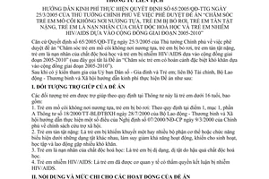 Thông tư liên tịch 08/2006/TTLT-BTC-BLĐTBXH hướng dẫn QĐ 65/2005/QĐ-TTG kinh phí đề án chăm sóc trẻ em mồ côi không nơi nương tựa tàn tật nhiễm HIV