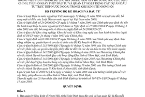 Quyết định 60/2006/QĐ-BKH uỷ quyền BQL Khu kinh tế Nhơn Hội,Bình Định hình thành dự án; tiếp nhận, xem xét,cấp,điều chỉnh dự án đầu tư nước ngoài