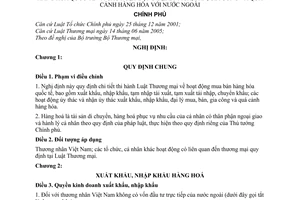Nghị định 12/2006/NĐ-CP hoạt động mua bán hàng hoá quốc tế đại lý mua bán gia công quá cảnh hướng dẫn Luật Thương mại