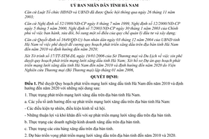 Quyết định 141/QĐ-UBND 2006 quy hoạch phát triển mạng lưới xăng dầu Hà Nam đến 2010 định hướng 2020