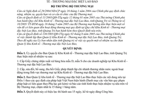 Quyết định 05/2006/QĐ-BTM  ủy quyền thực hiện nhiệm vụ Ban quản lý Khu Kinh tế - Thương mại đặc biệt Lao Bảo