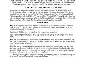 Quyết định 10/2006/QĐ-UBND bổ sung chức năng tham gia bảo vệ trật tự an toàn du lịch thành phố cho Công ty Dịch vụ Công ích Thanh niên xung phong