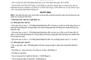 Quyết định 28/2006/QĐ-UBND giá cước vận tải hành khách tuyến cố định Bình Dương
