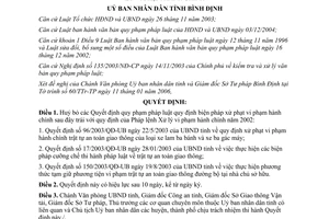 Quyết định 10/2006/QĐ-UBND huỷ bỏ văn bản trái pháp luật về xử lý vi phạm hành chính Bình Định