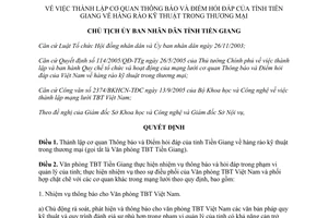 Quyết định 577/QĐ-UBND thành lập cơ quan Thông báo và Điểm hỏi đáp Tiền Giang