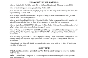 Quyết định 36/2006/QĐ-UBND Quy định quản lý tài nguyên nước trên địa bàn tỉnh