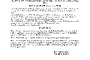 Quyết định 06/2006/QĐ-NHNN danh mục văn bản pháp luật ngân hàng nhà nước đã hết hiệu lực do bị bãi bỏ hoặc có văn bản thay thế