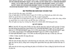 Quyết định 04/2006/QĐ-BGDĐT sửa đổi Quy chế thi chọn học sinh giỏi quốc gia lớp 12 trung học phổ thông