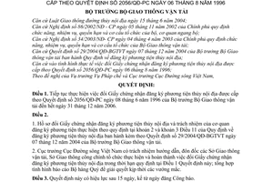 Quyết định 09/2006/QĐ-BGTVT đổi Giấy chứng nhận đăng ký phương tiện thủy nội địa theo 2056/QĐ-PC