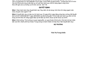 Quyết định 07/2006/QĐ-BYT nội dung, hình thức thi nâng ngạch viên chức chuyên môn ngành Y tế