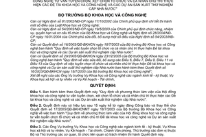 Quyết định 06/2006/QĐ-BKHCN  phương thức làm việc Hội đồng KHCN tư vấn tuyển chọn, xét chọn tổ chức,cá nhân chủ trì đề tài KHCN,SX thử nghiệm