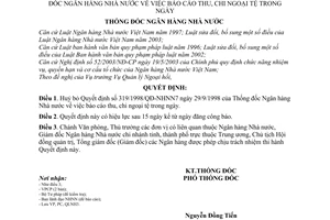 Quyết định 07/2006/QĐ-NHNN báo cáo thu, chi ngoại tệ trong ngày huỷ bỏ 319/1998/QĐ-NHNN7