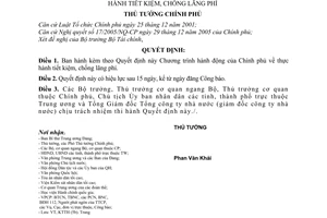 Quyết định 25/2006/QĐ-TTg Chương trình hành động Chính phủ thực hành tiết kiệm, chống lãng phí
